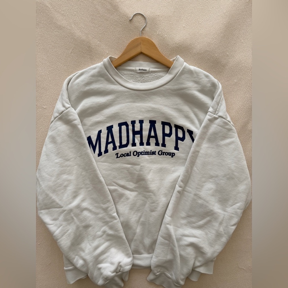 Madhappy Campus Cream Graphic Crewneck Sweatshirt | Clean Girl Cozy Streetwear